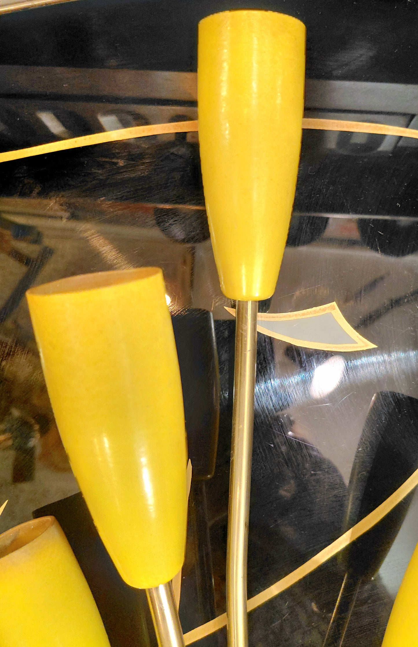 A Pair of Original 1950s Tulip Wall Lights Yellow and Brass