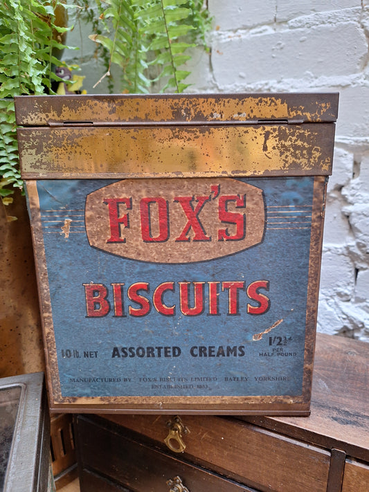 Vintage Original Shop Display Fox's Biscuit Tin With Glass Lid.
