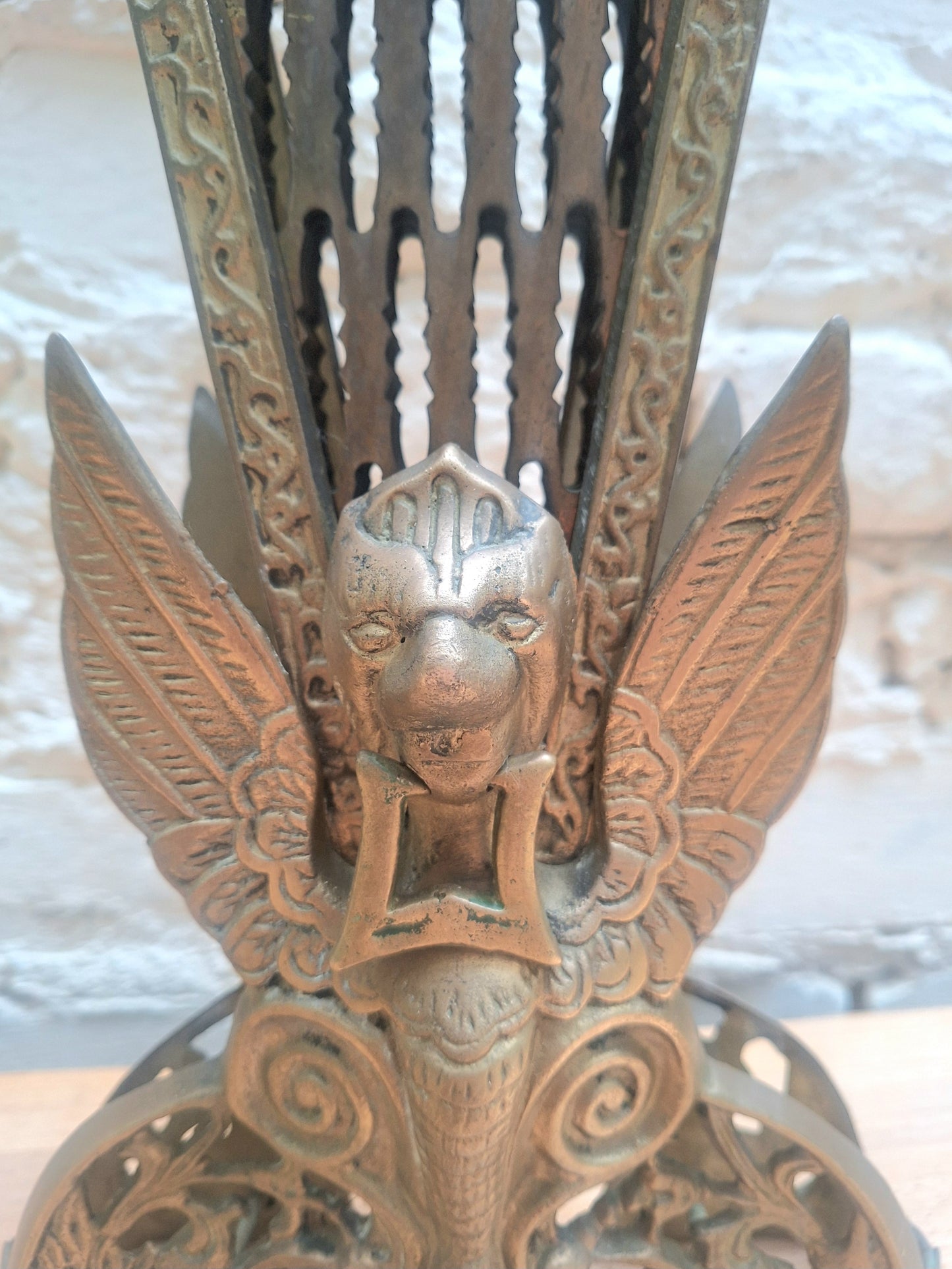 Vintage Brass Peacock Fire Screen