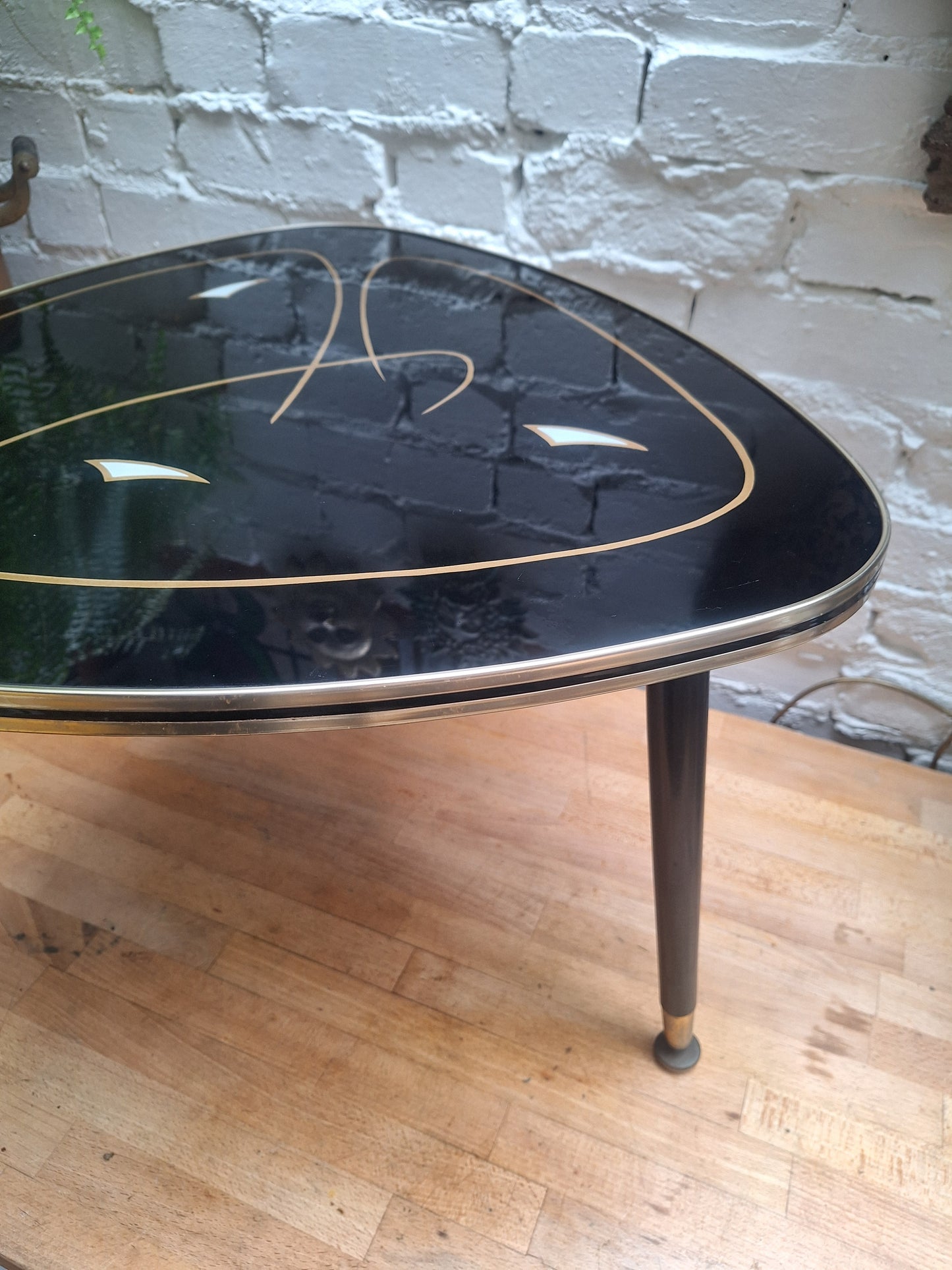 Atomic Glass Black and Gold Side/Coffee Table