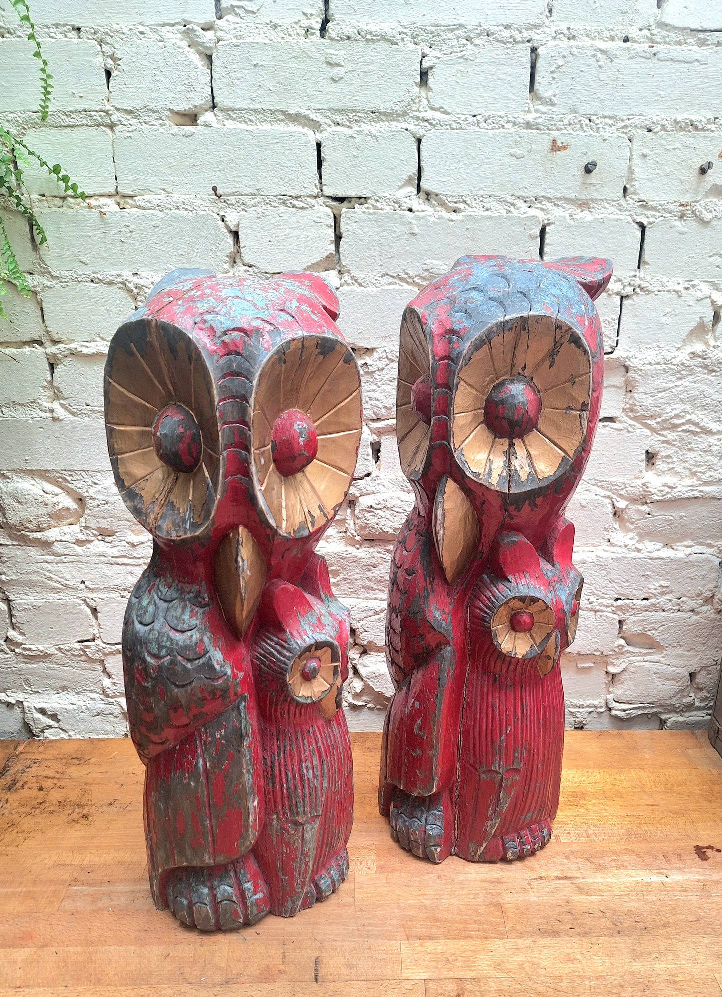 Large Carved Wooden Owl