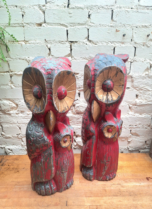 Large Carved Wooden Owl