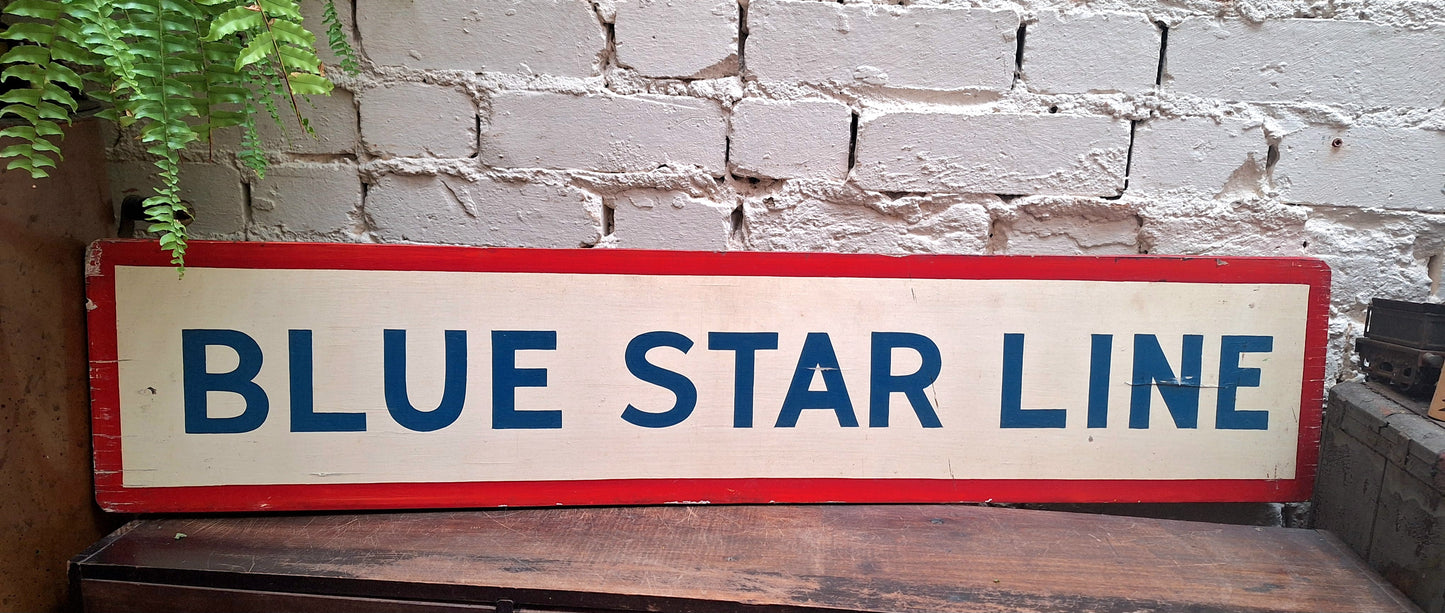 Blue Star Line Original Depot Wooden Sign