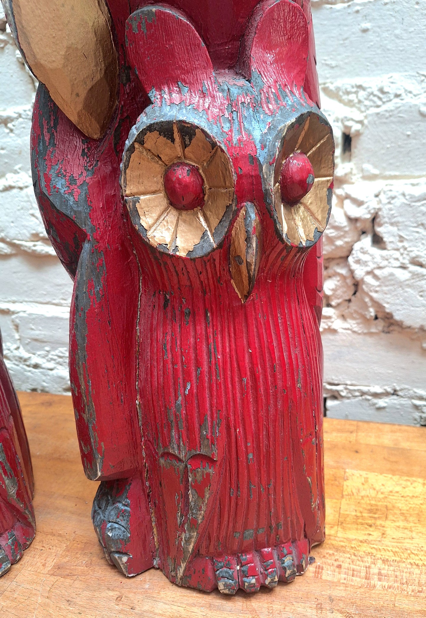 Large Carved Wooden Owl
