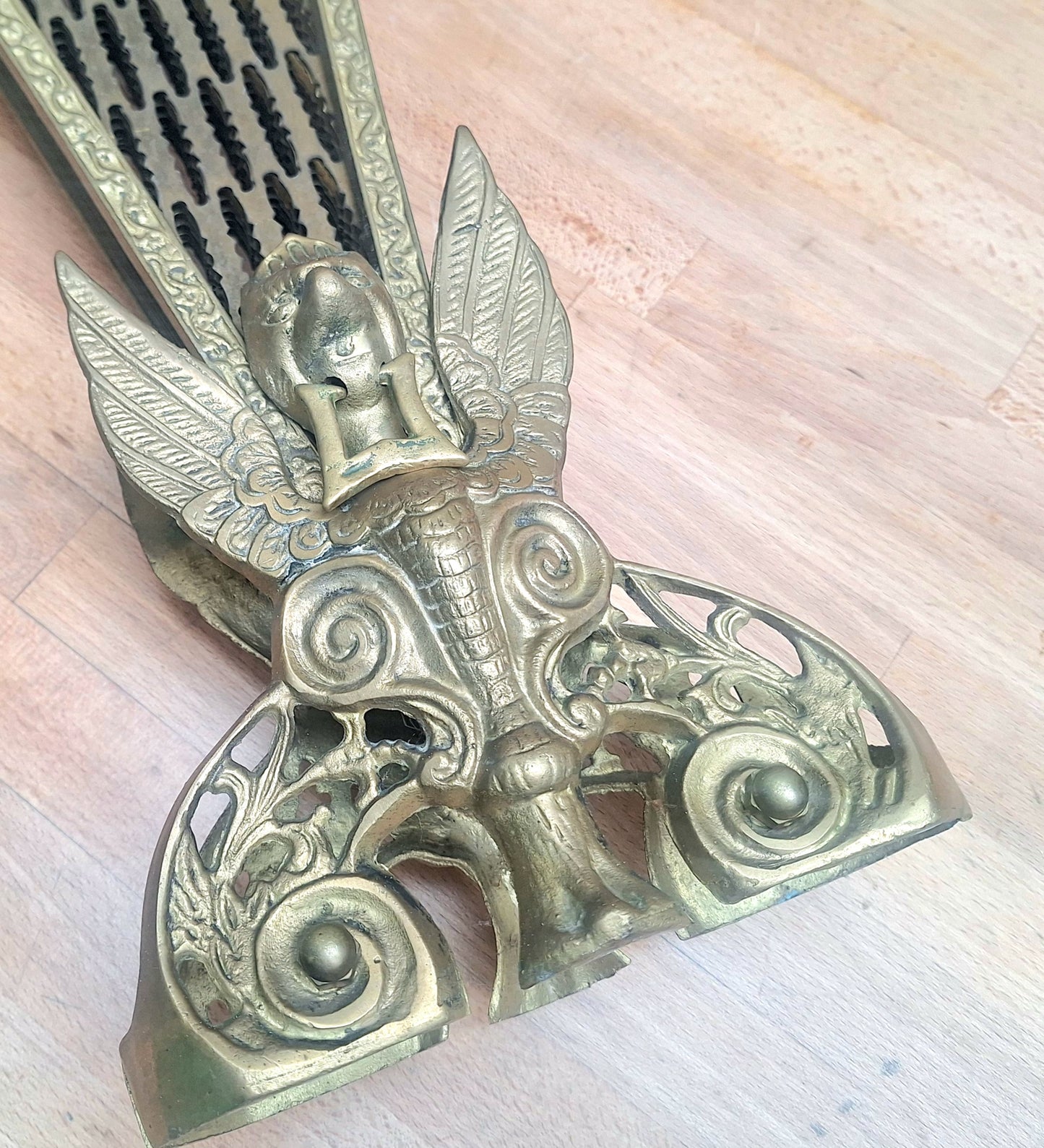 Vintage Brass Peacock Fire Screen