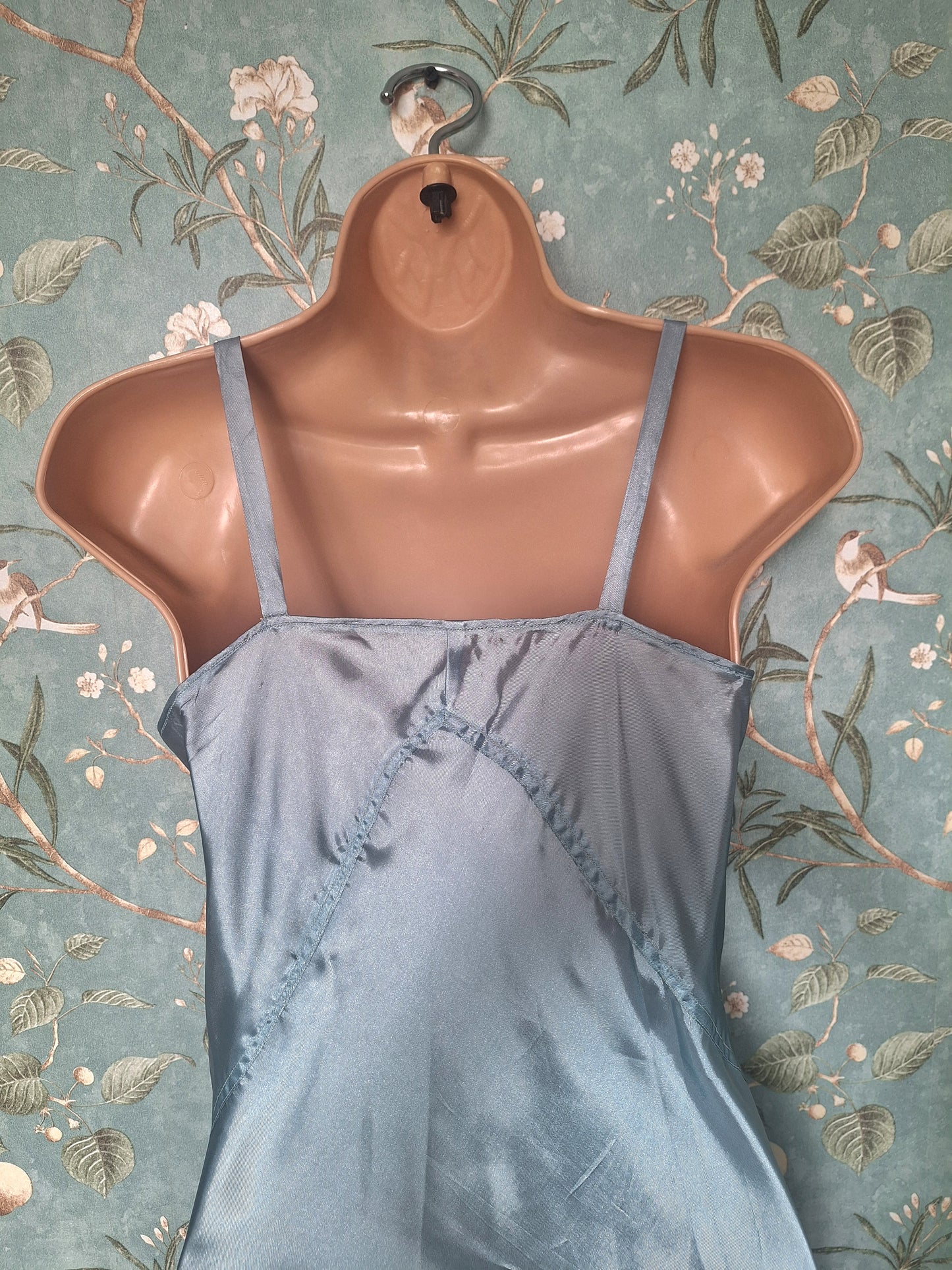 1930s Duck Egg Blue Silk Slip Dress and Jacket.
