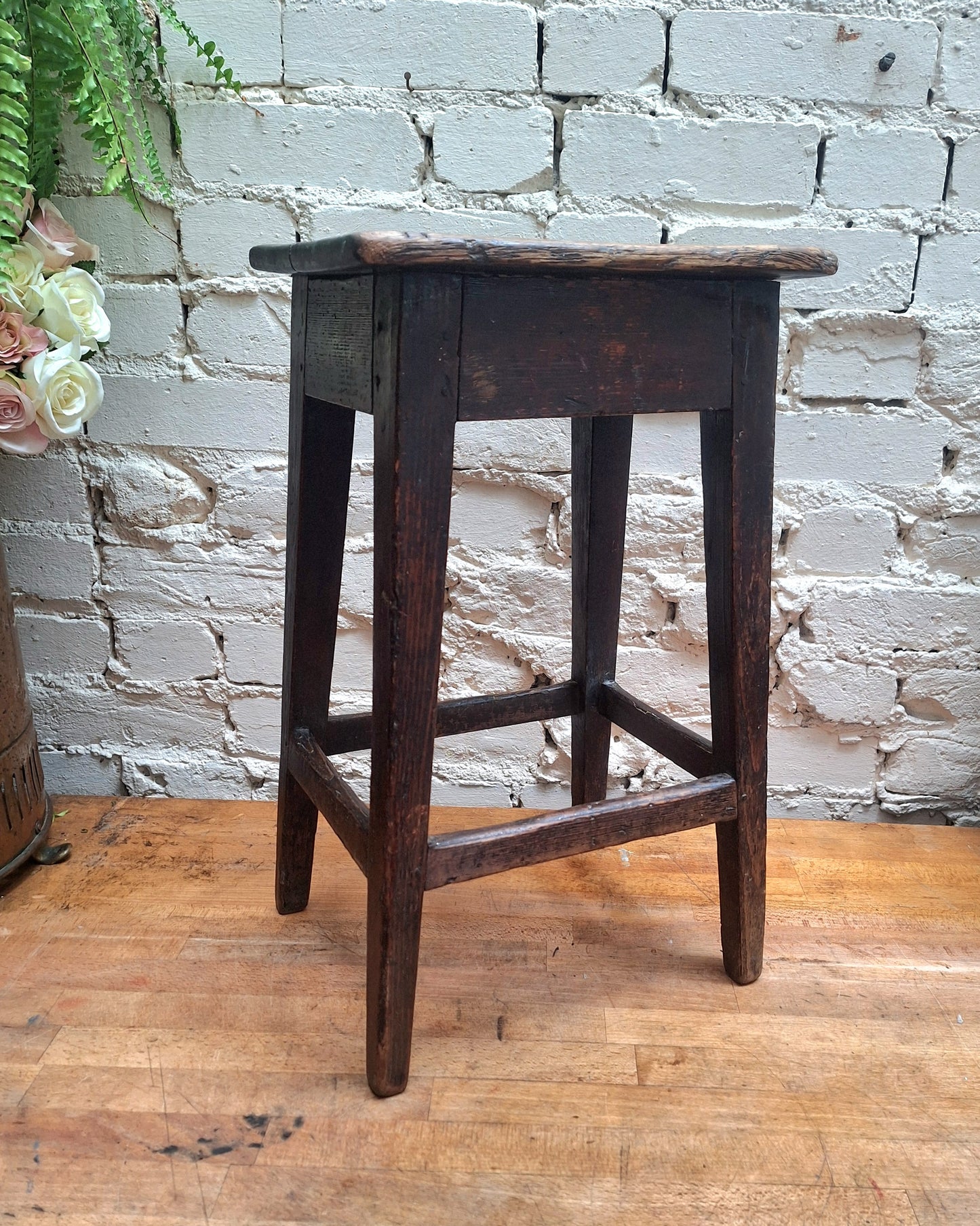 Antique Rustic Wooden Stool