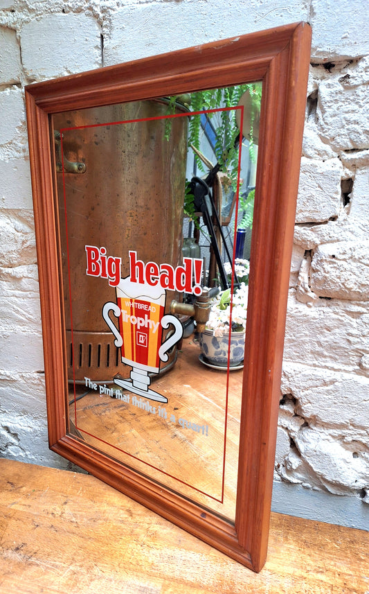 Vintage Big Head! Pub Mirror.