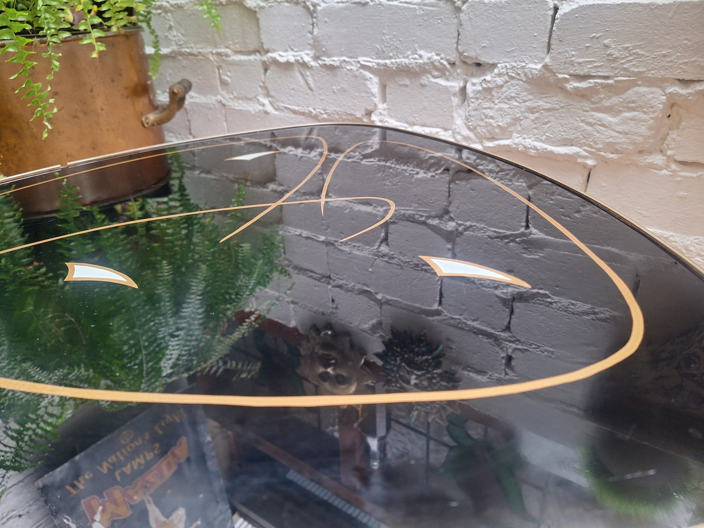 Atomic Glass Black and Gold Side/Coffee Table