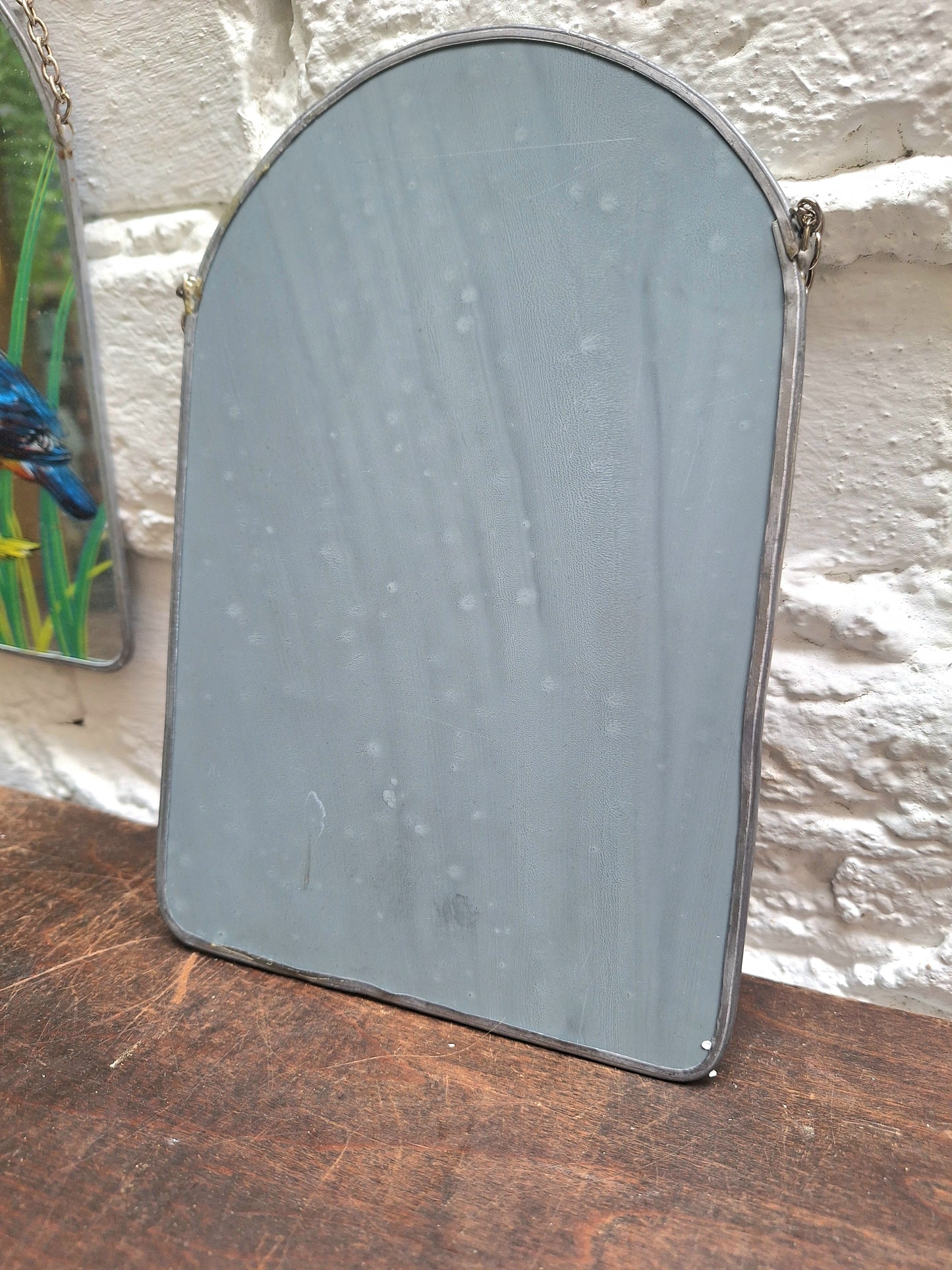 Vintage Set of Four Handpainted Hanging Bird Mirrors.