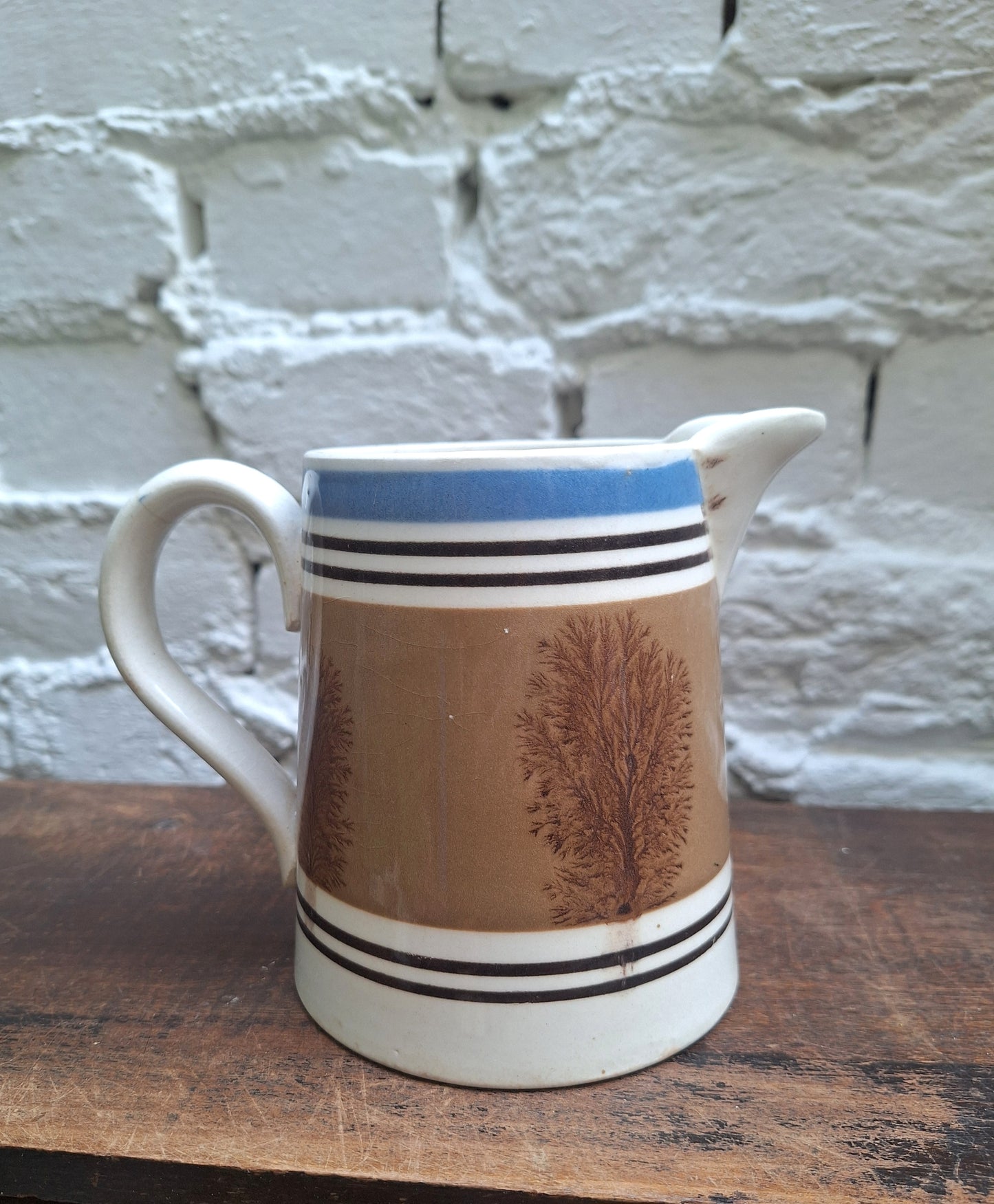 Antique 19th Century  Mochaware Jug Tree Pattern