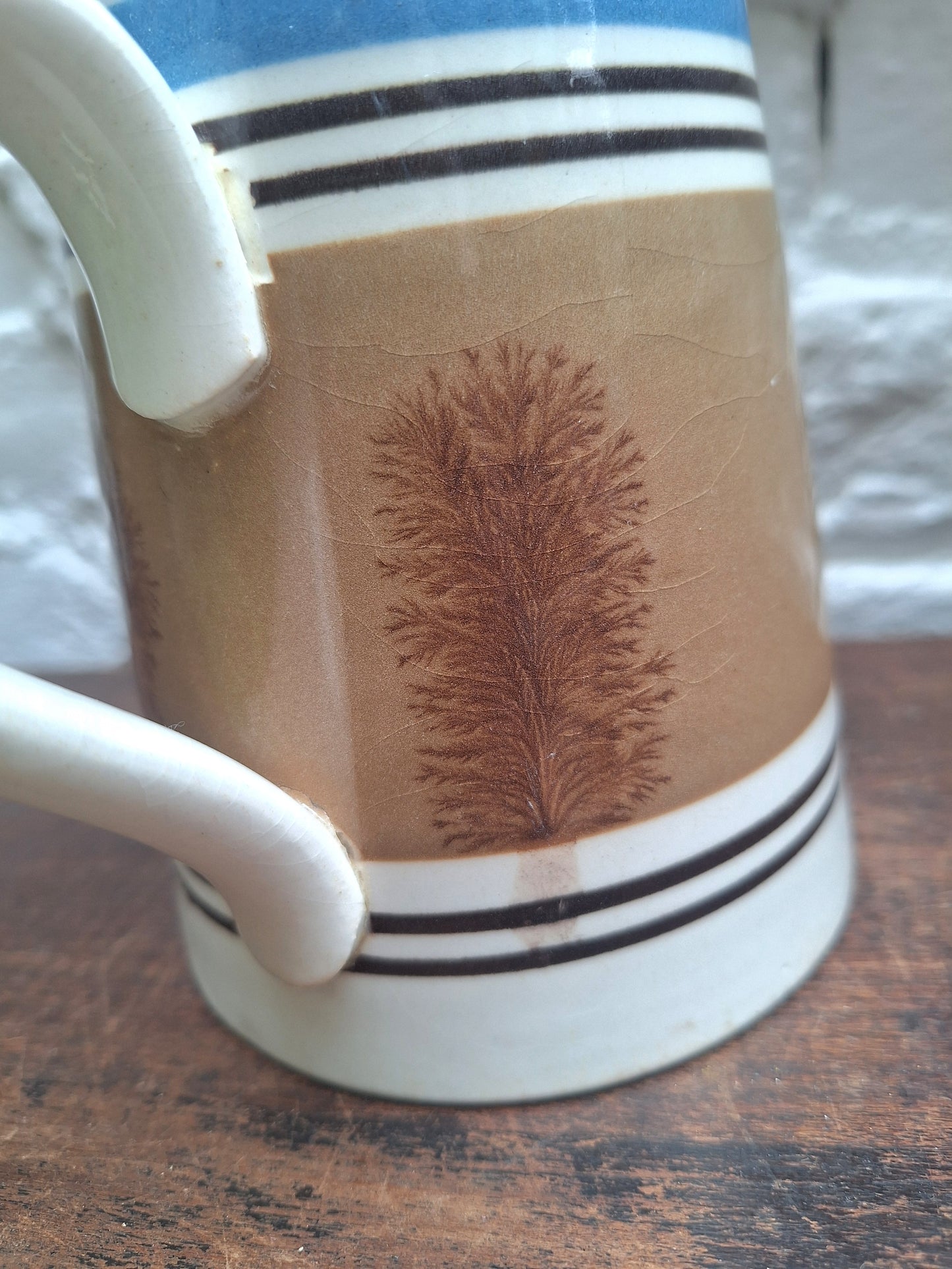 Antique 19th Century  Mochaware Jug Tree Pattern