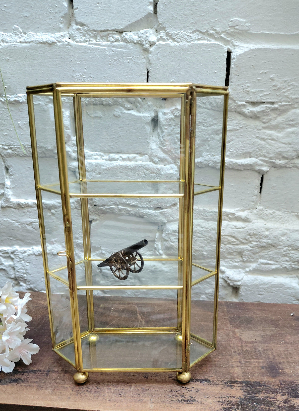 Vintage Brass and Glass Trinket Display Case