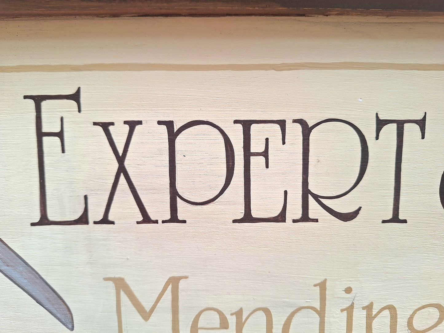 Vintage Wooden Hand Painted Sign 'Expert Seamstress'