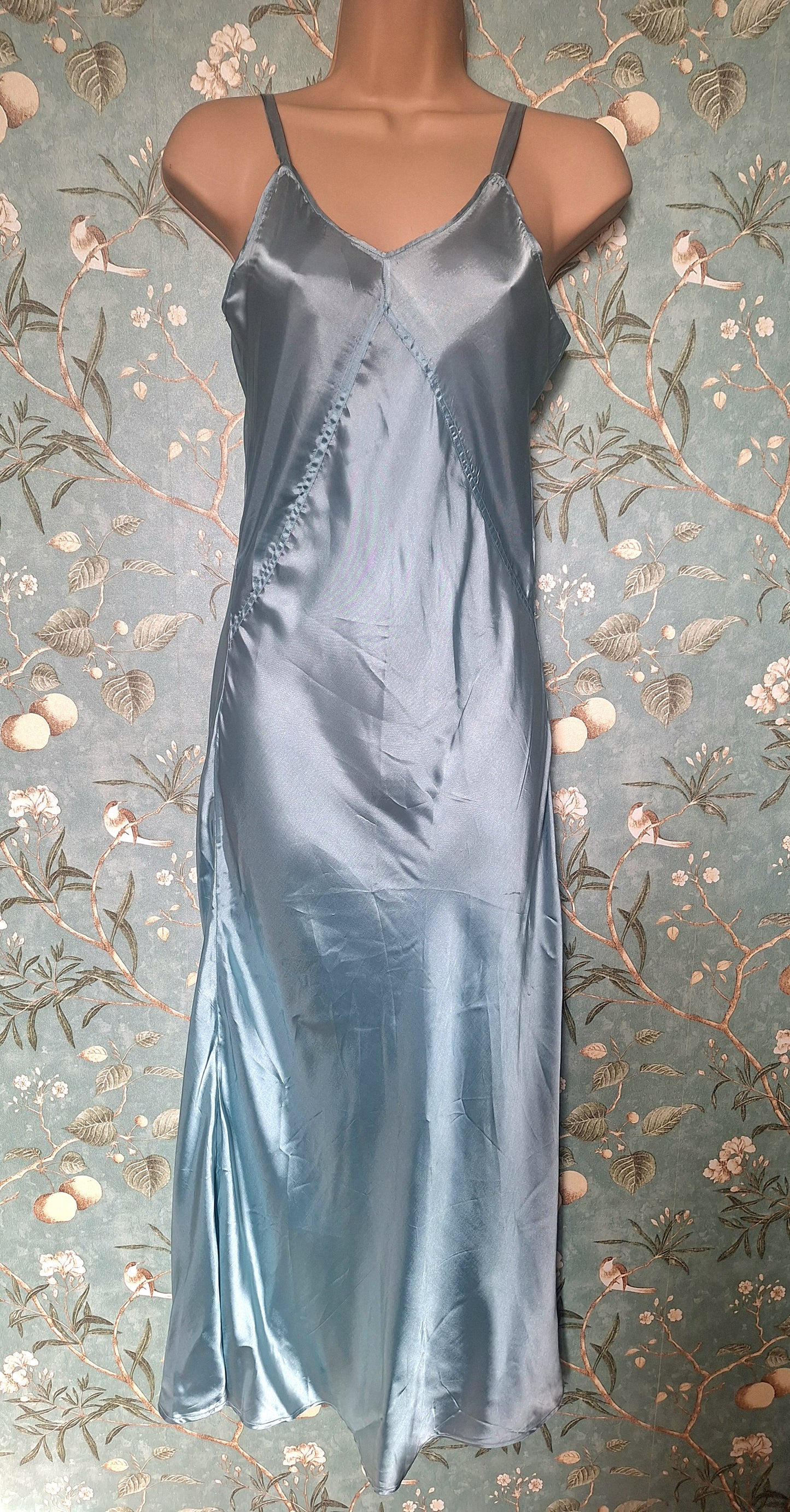 1930s Duck Egg Blue Silk Slip Dress and Jacket.