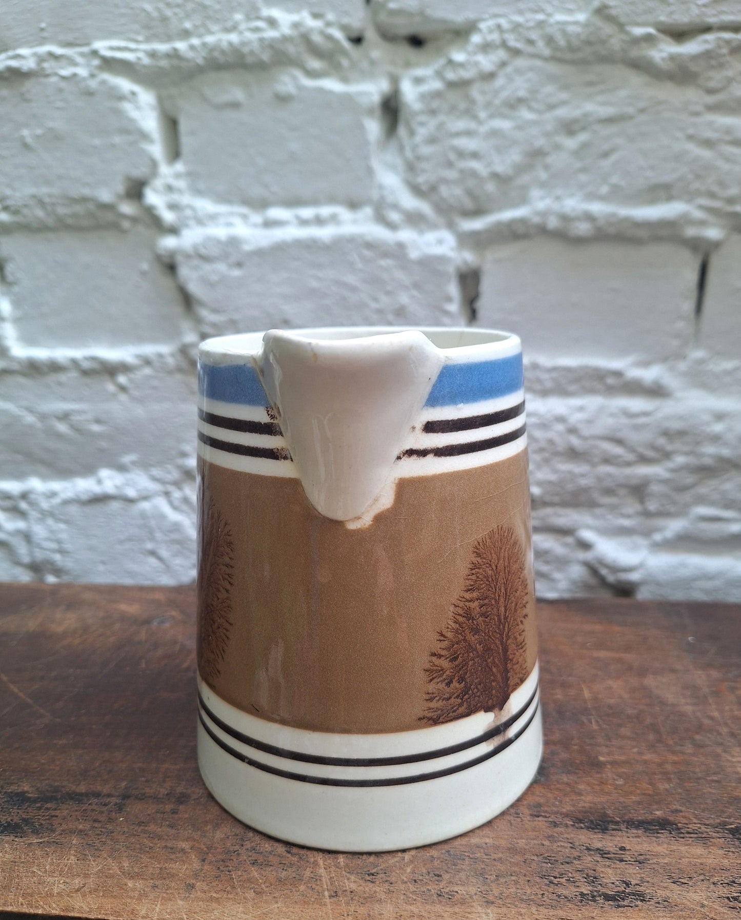 Antique 19th Century  Mochaware Jug Tree Pattern