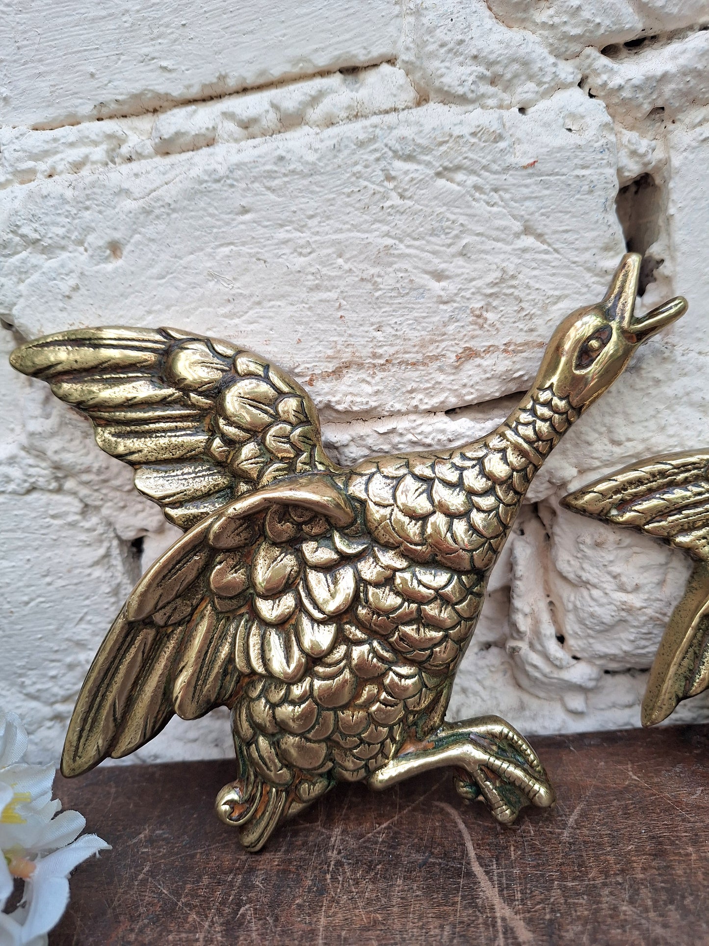 Vintage Brass Flying Ducks.