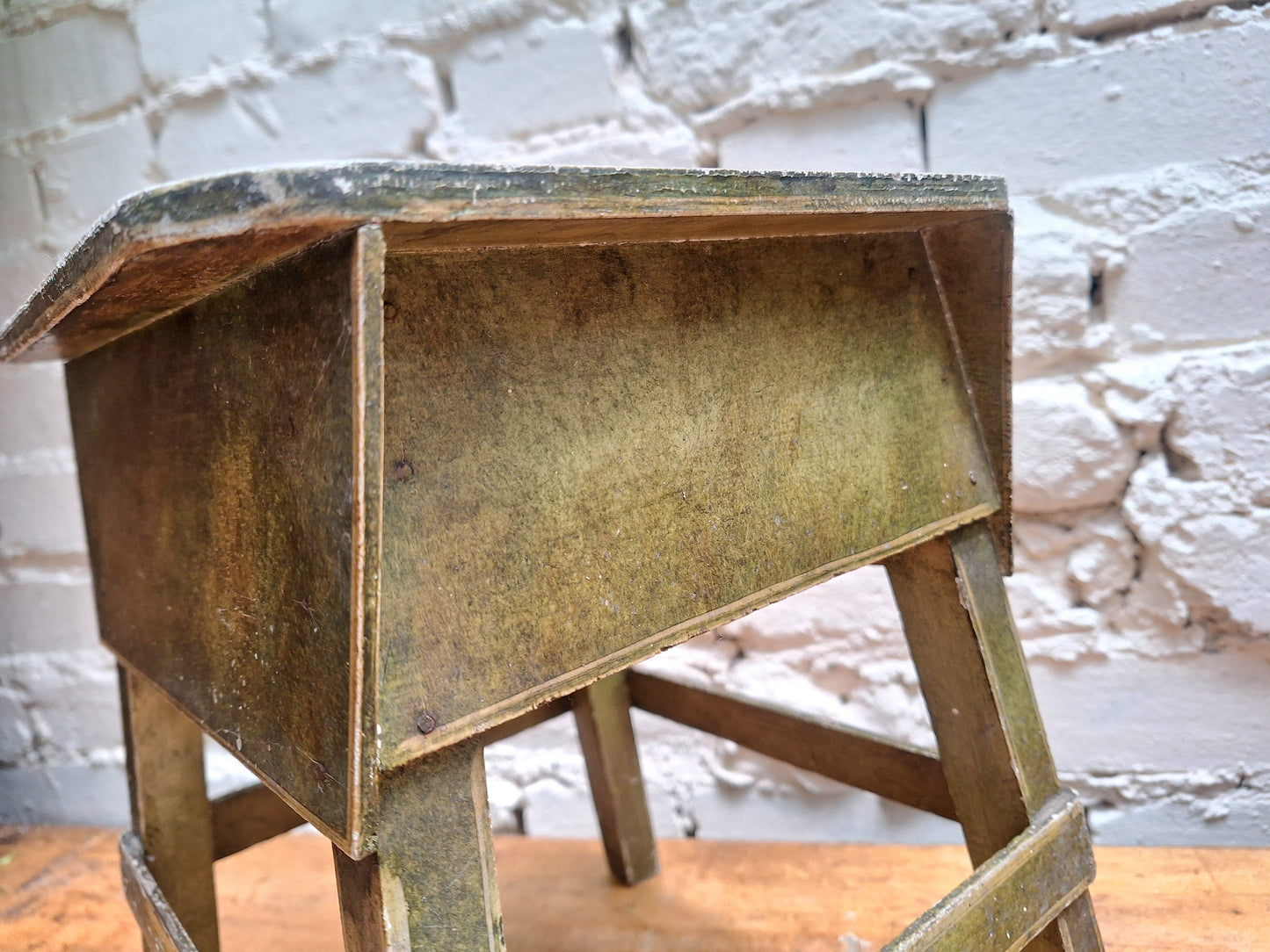Pretty Vintage Chippy Green stool.
