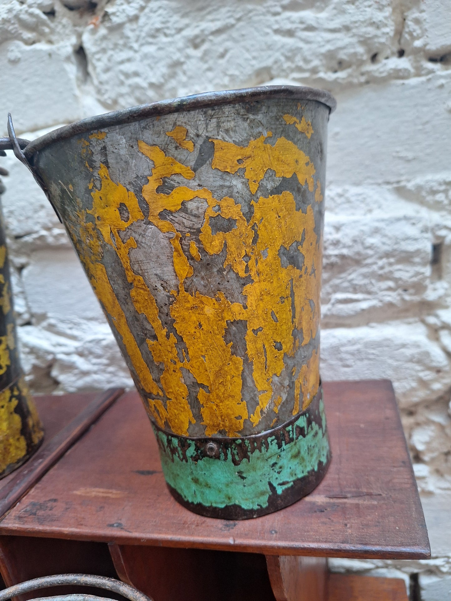 Vintage Indian Painted Metal Mini Bucket