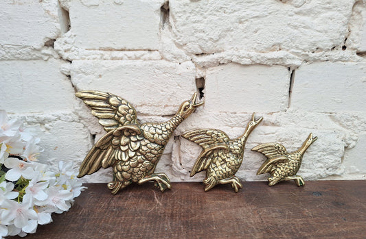 Vintage Brass Flying Ducks.