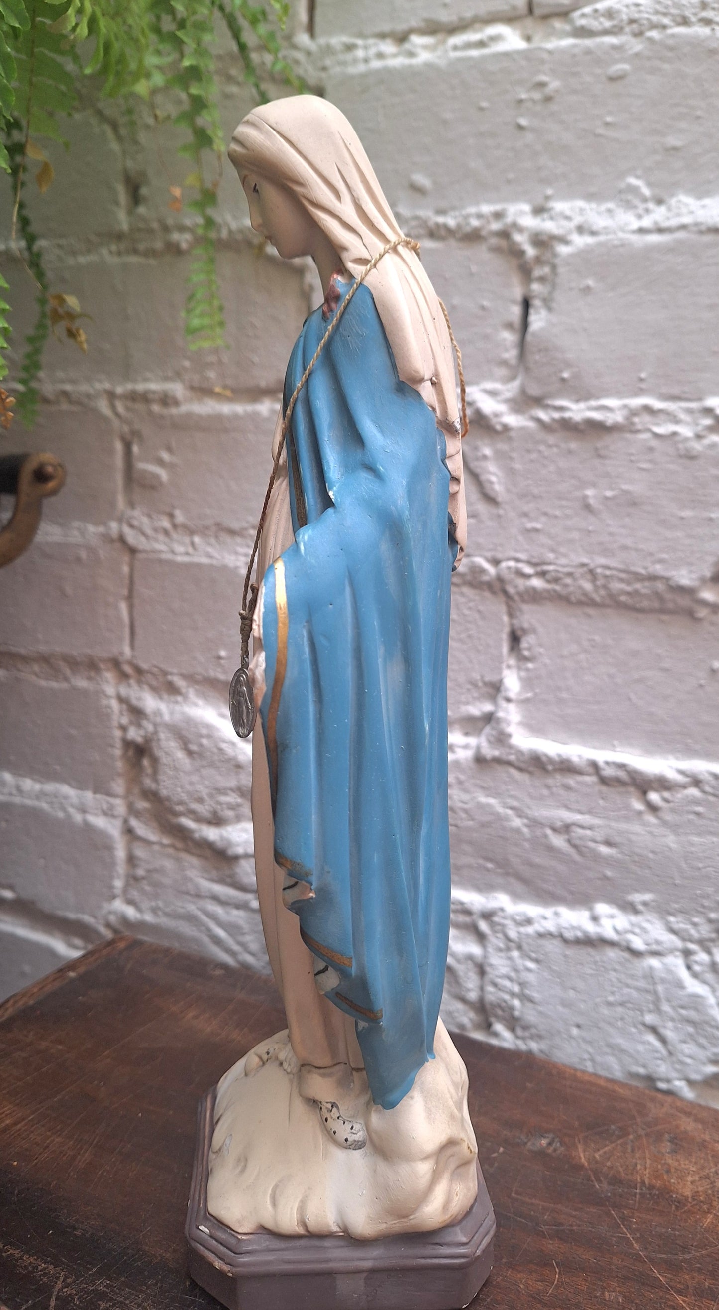 Antique Virgin Mary with Miraculous Medal