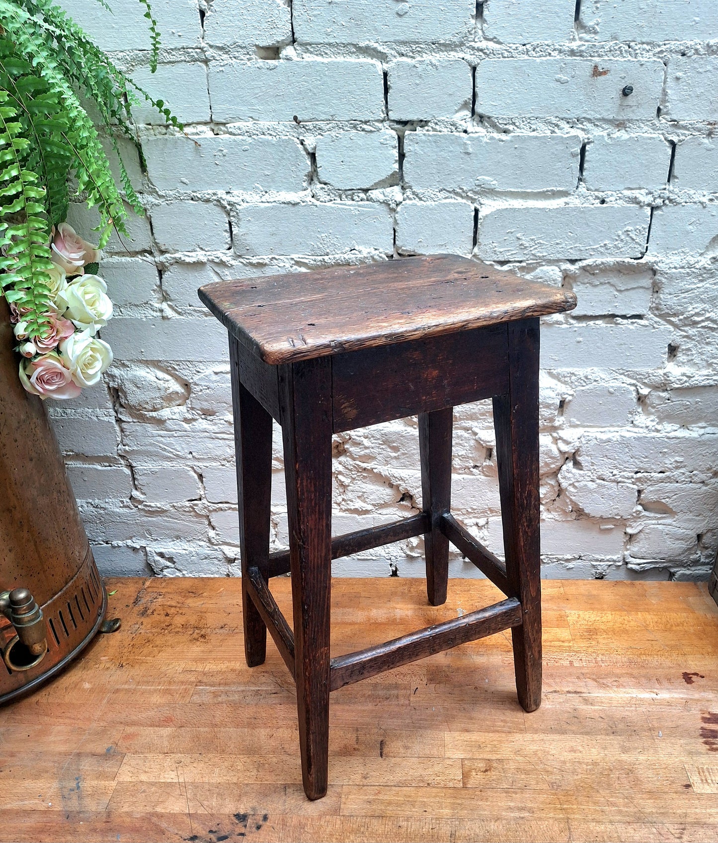 Antique Rustic Wooden Stool