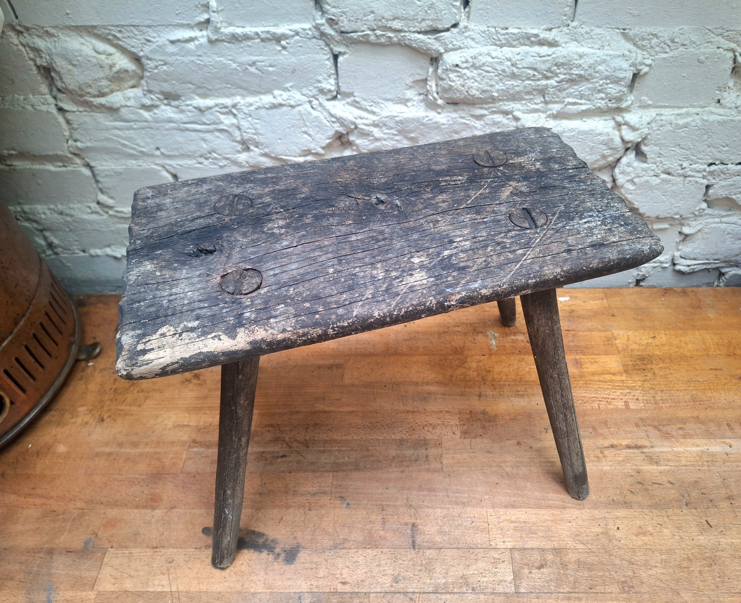 Antique Rustic Stick Leg Stool