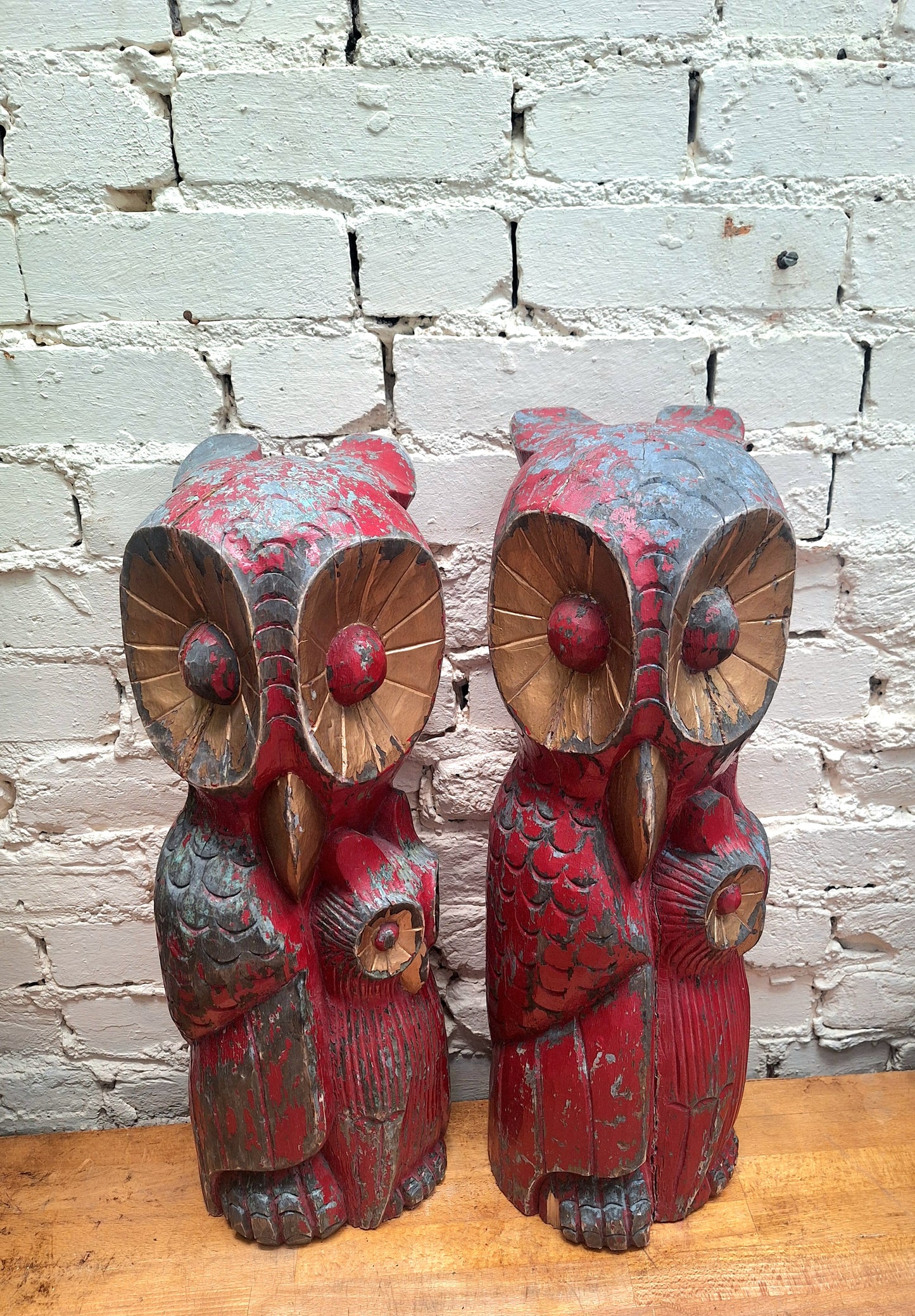 Large Carved Wooden Owl