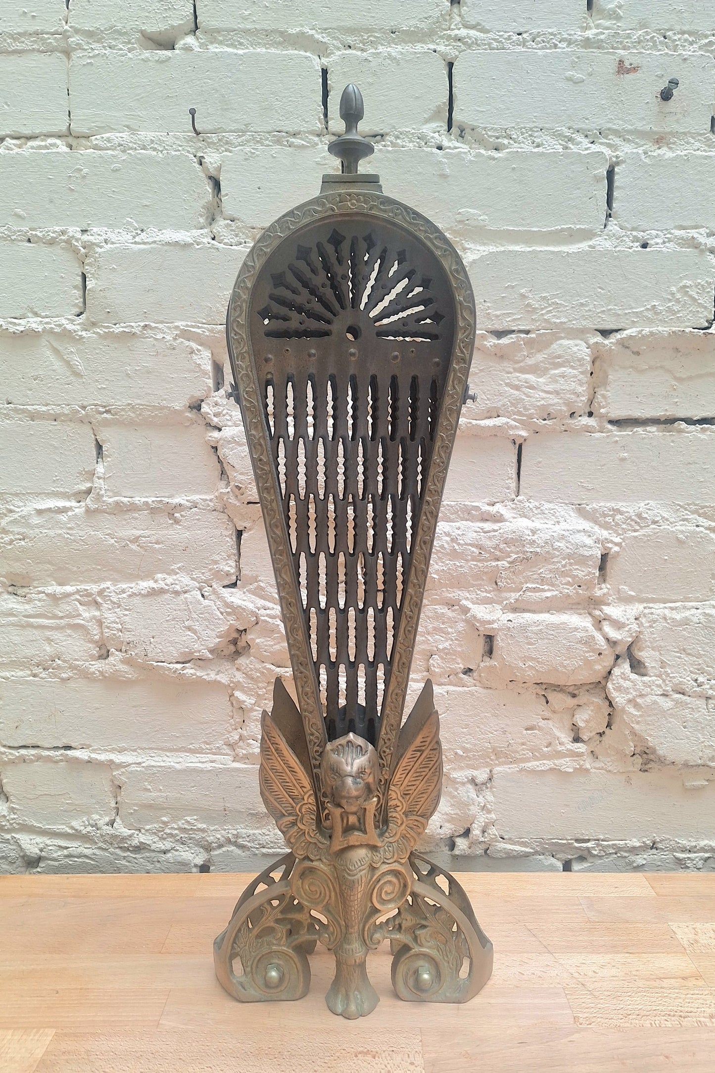 Vintage Brass Peacock Fire Screen