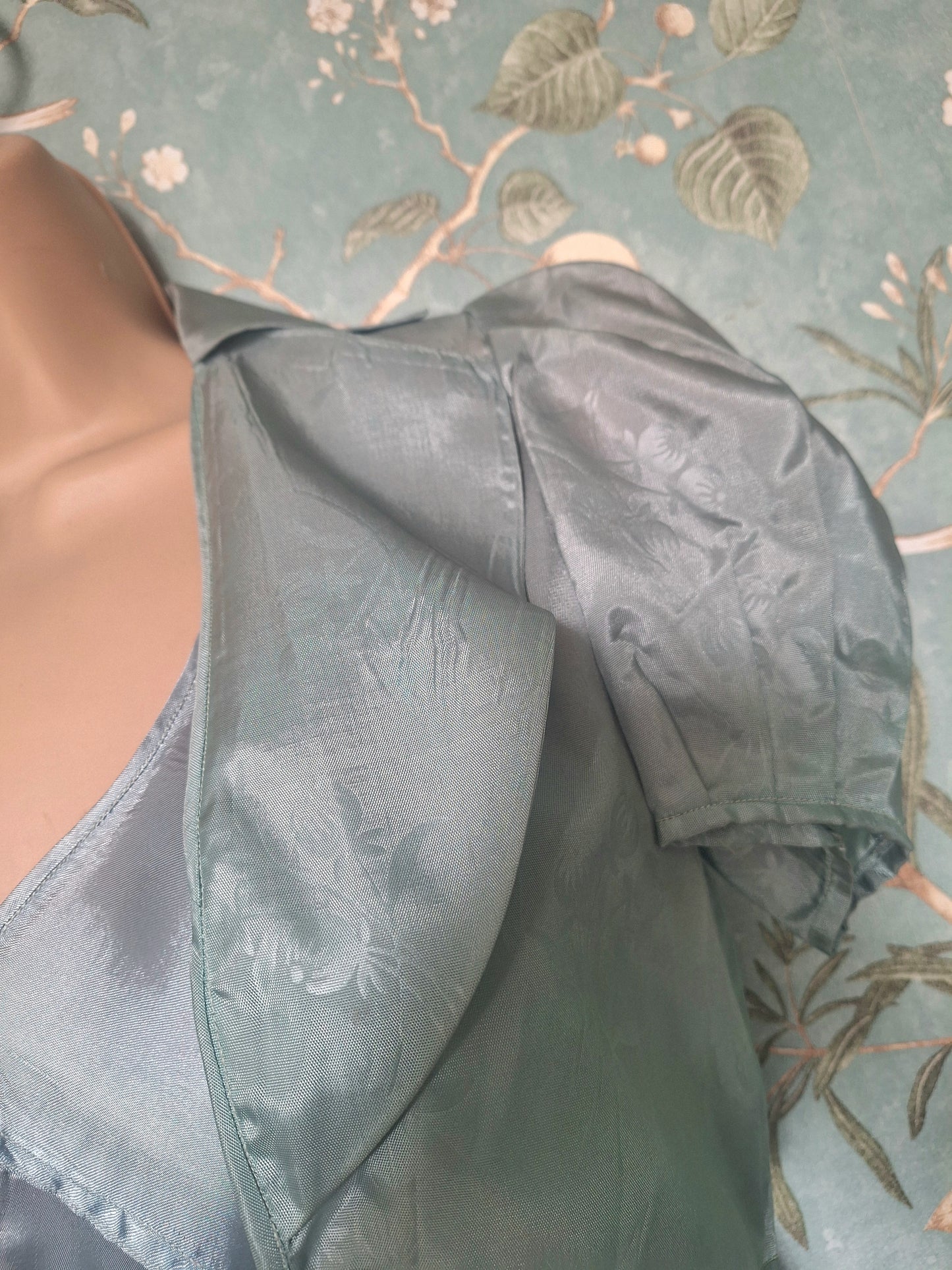 1930s Duck Egg Blue Silk Slip Dress and Jacket.