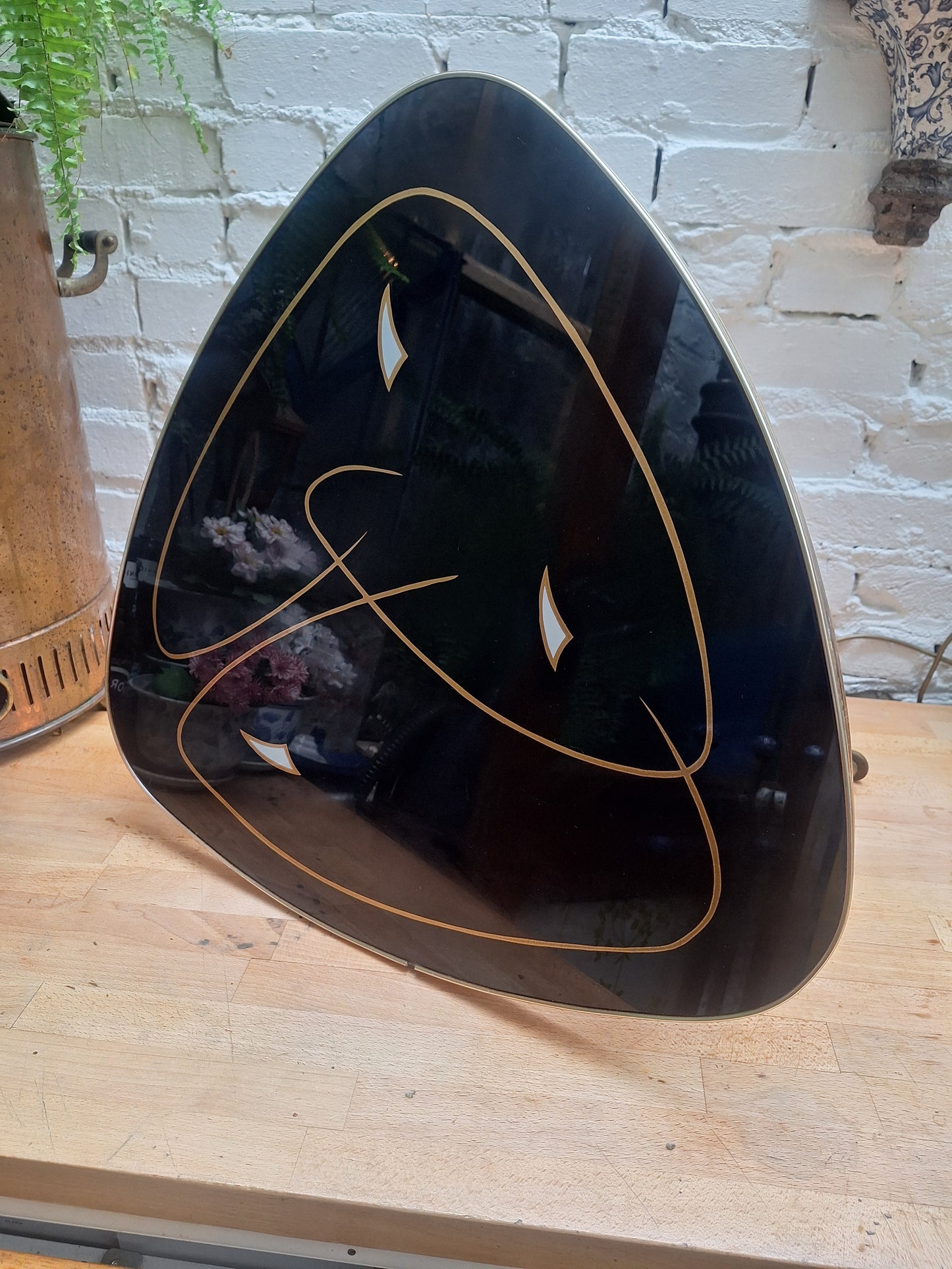 Atomic Glass Black and Gold Side/Coffee Table