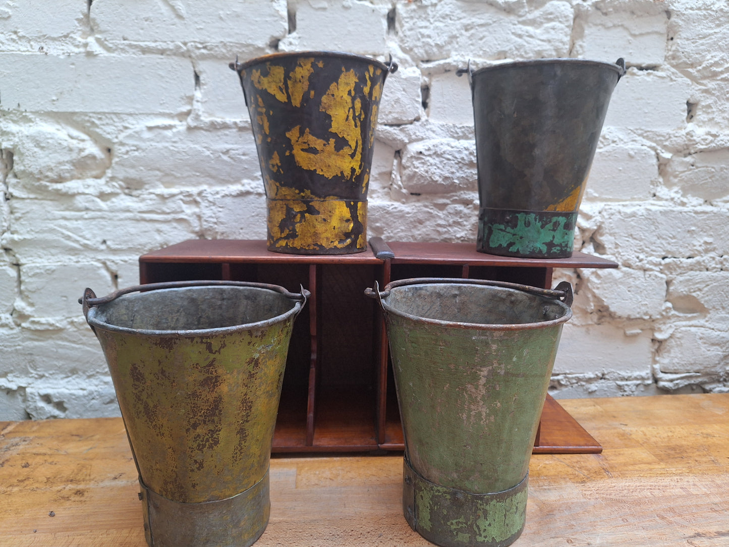 Vintage Indian Painted Metal Mini Bucket