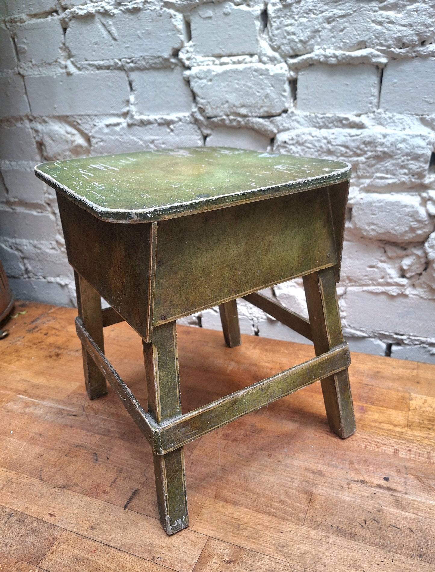 Pretty Vintage Chippy Green stool.