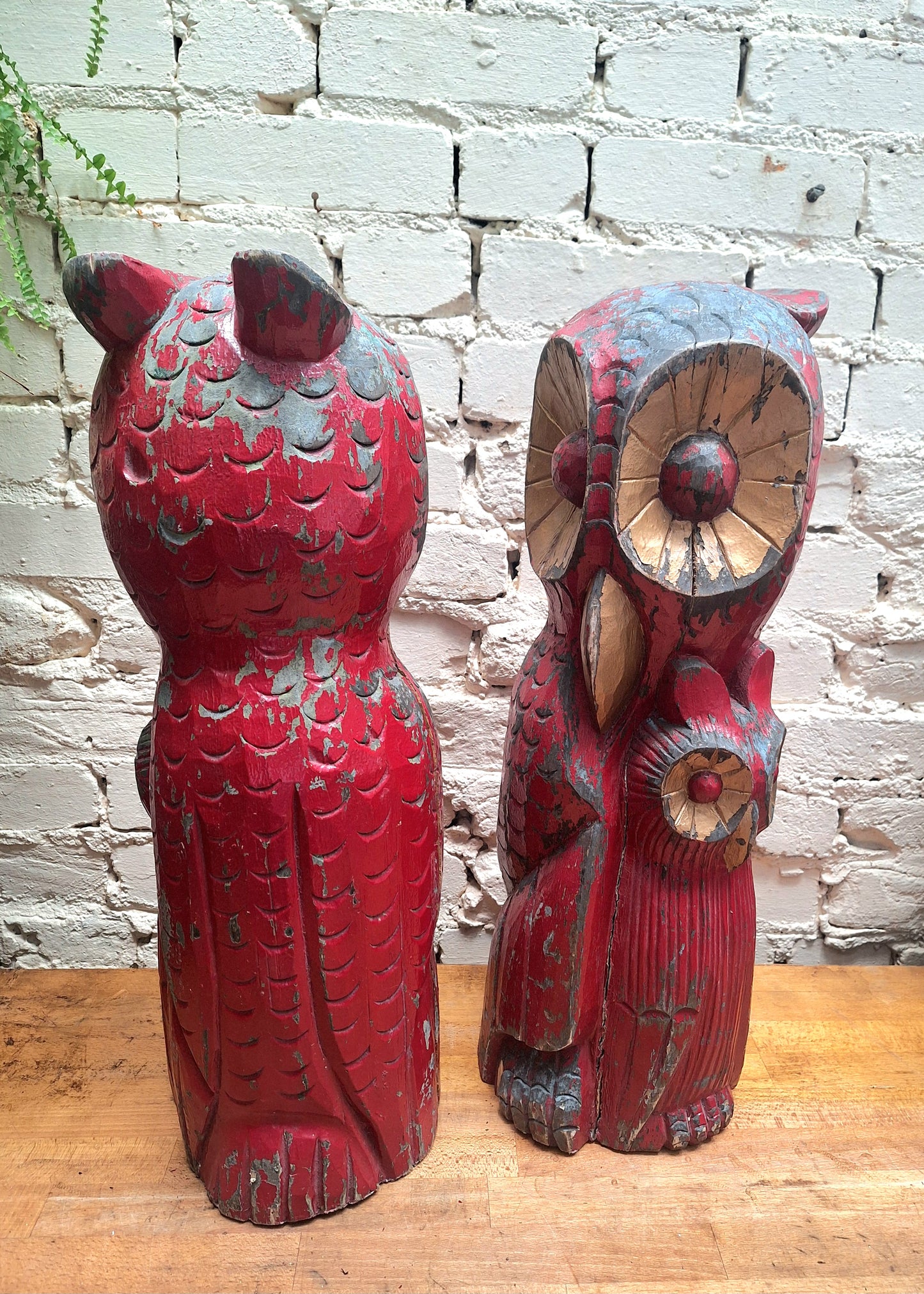 Large Carved Wooden Owl