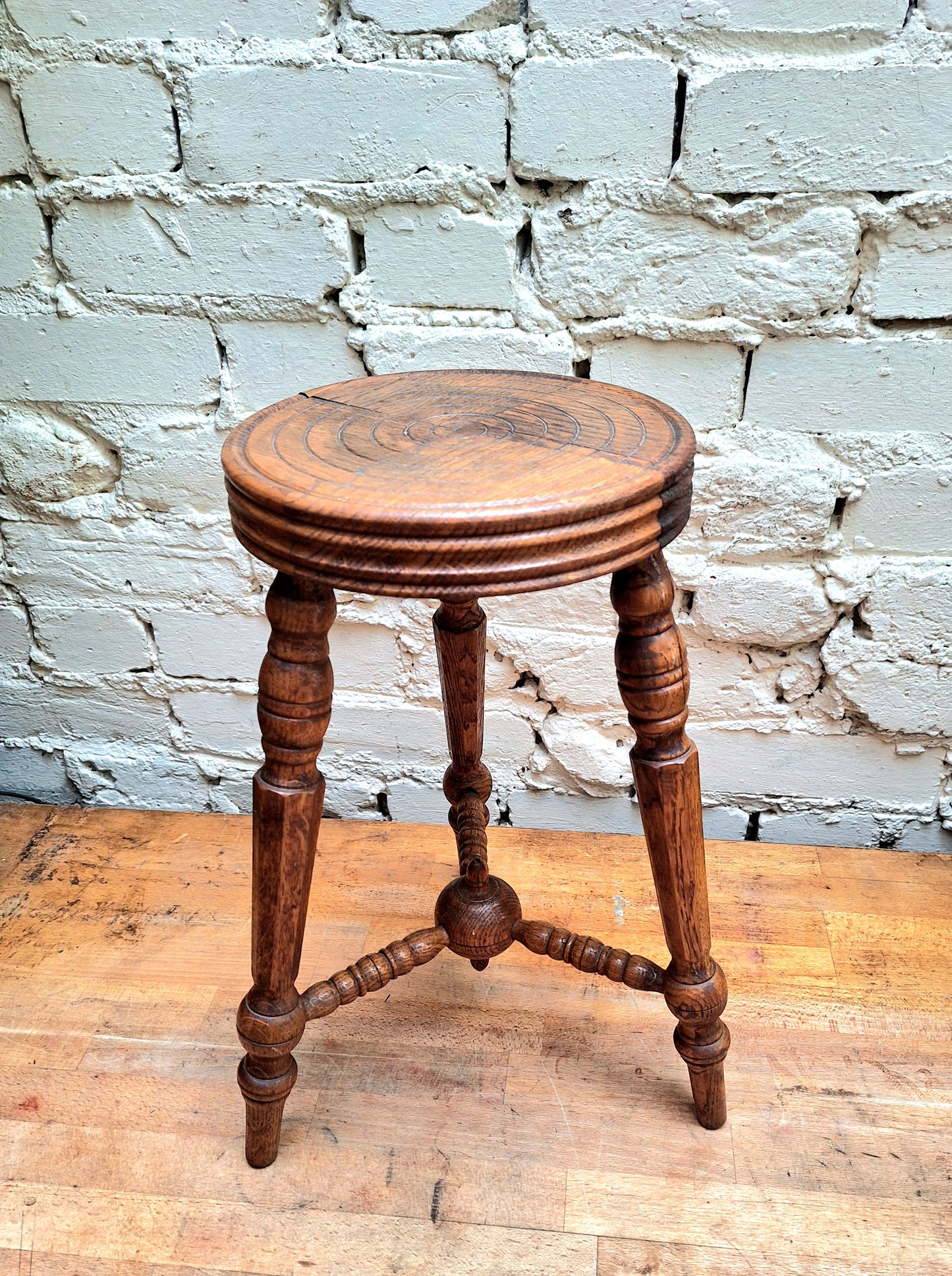 Vintage French Wooden Stool