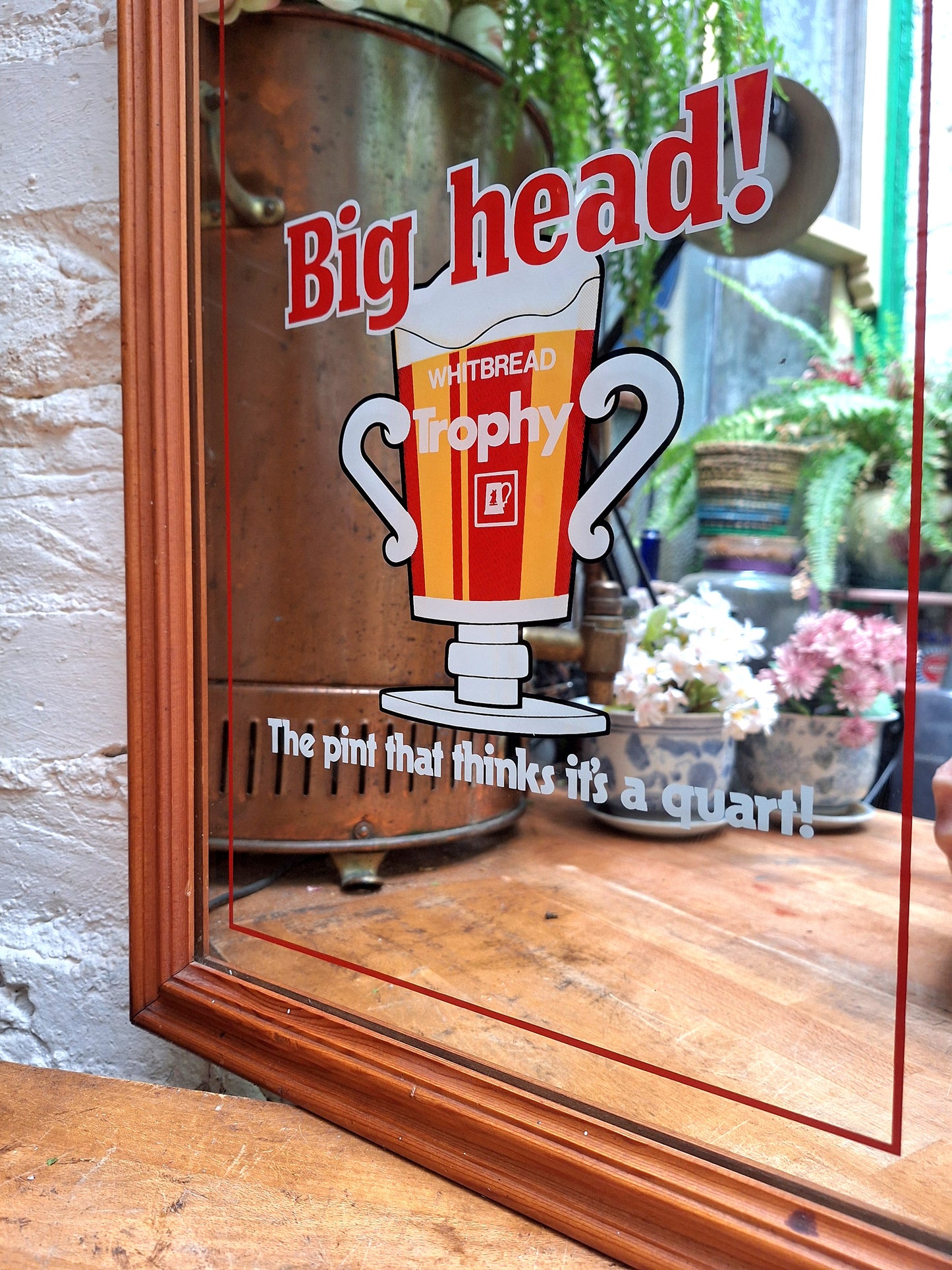 Vintage Big Head! Pub Mirror.