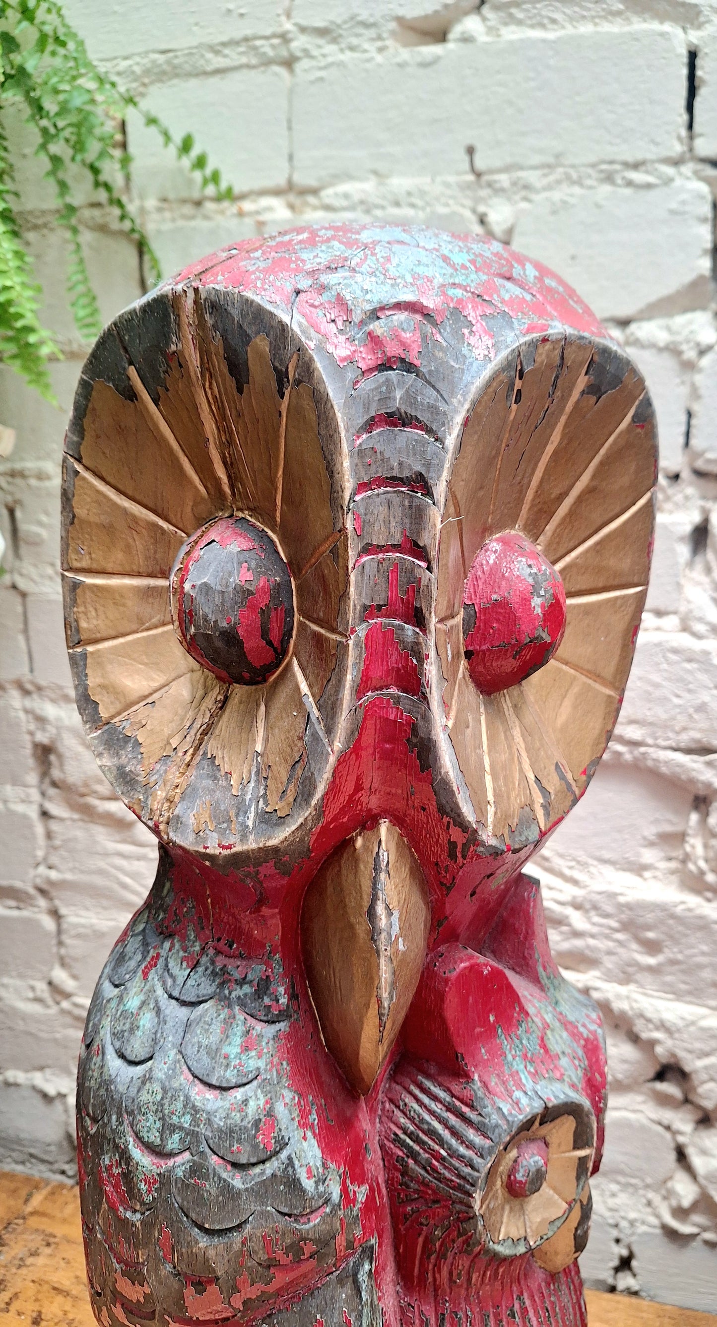 Large Carved Wooden Owl