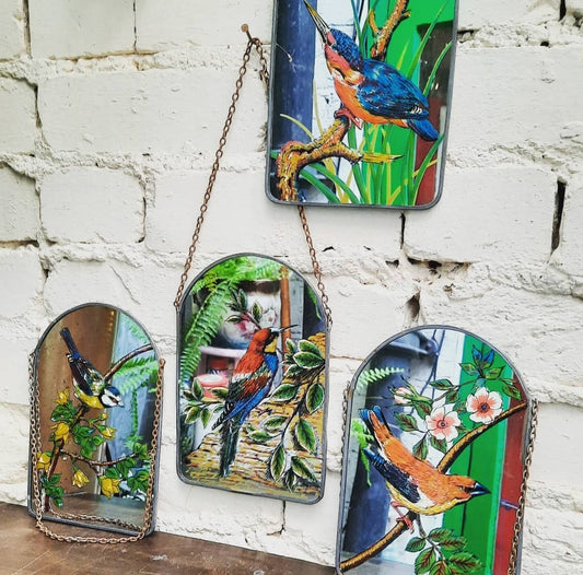 Vintage Set of Four Hanging Birds Mirrors